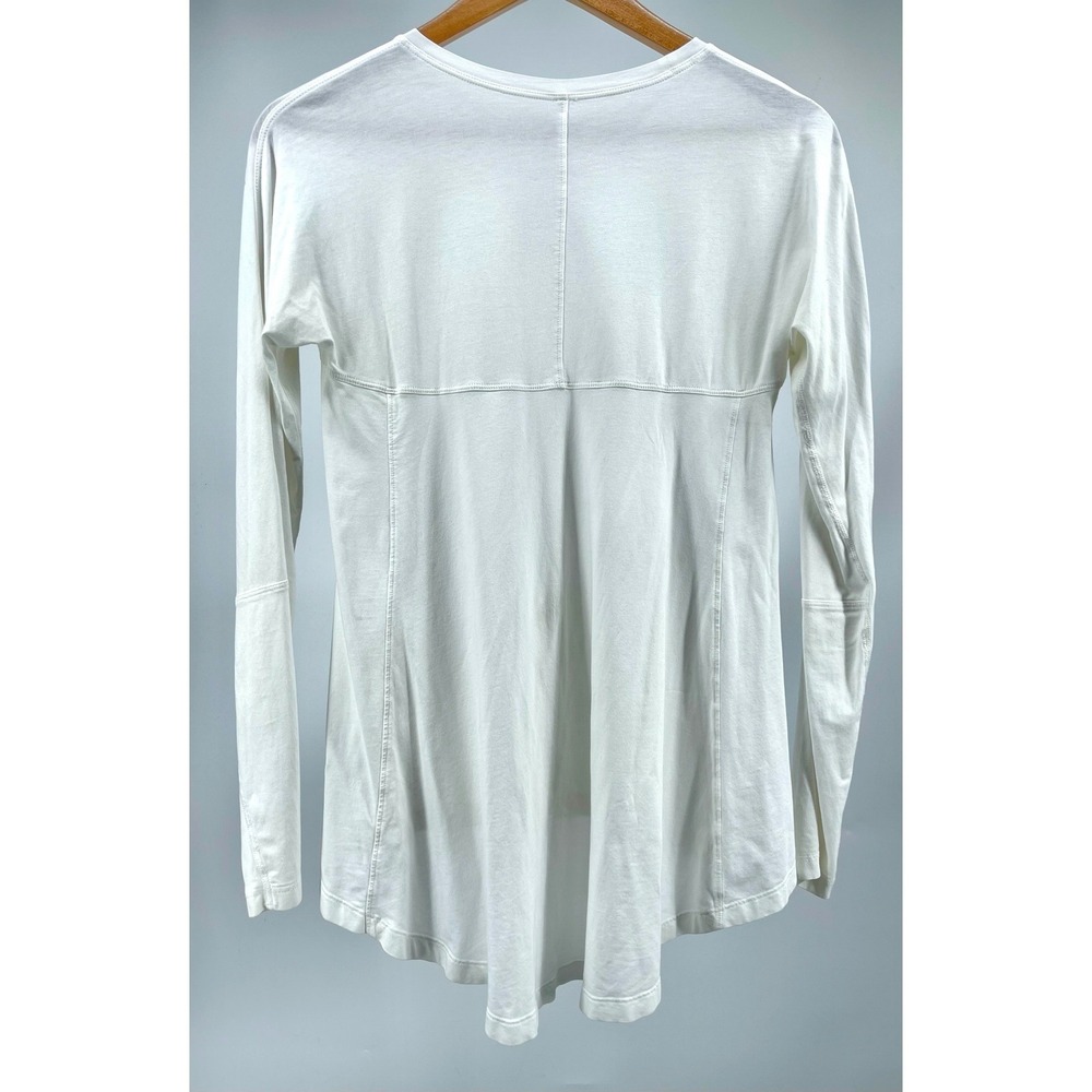 Lululemon Acadia Long Sleeve Shirt Women 4 White Pima Cotton High Low - Picture 4 of 11